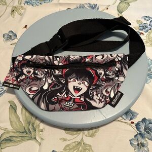 Stylish Black and Red Graphic Waist Bag